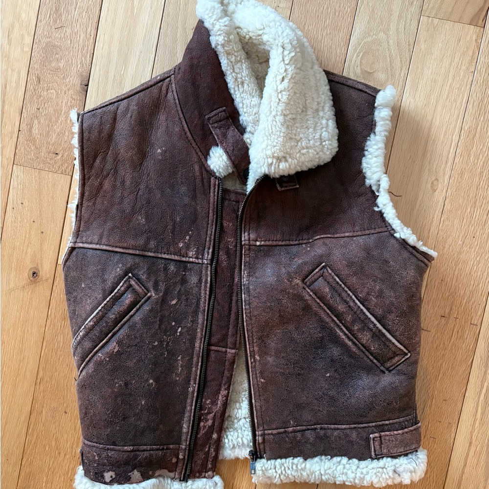 Vintage Brown Shearling Vest